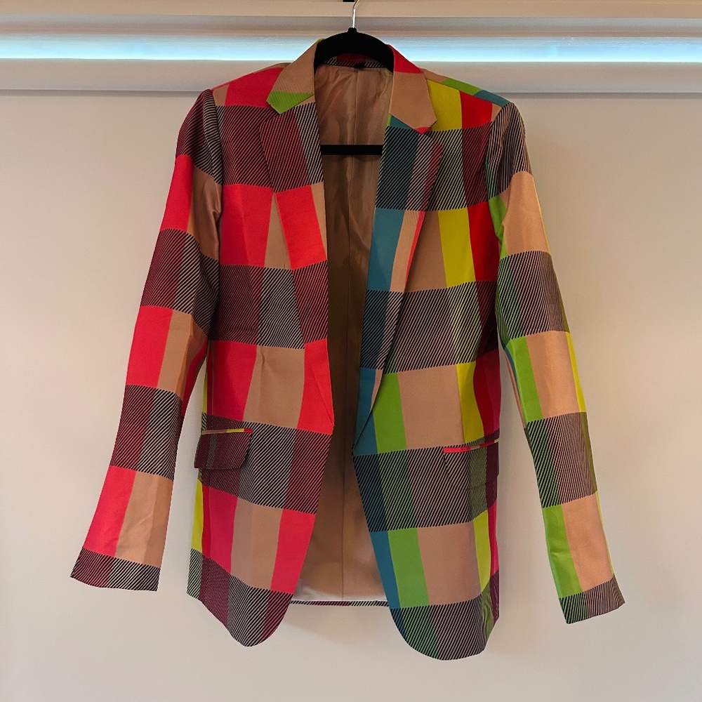 Multicolor Check Blazer Jacket - Women
